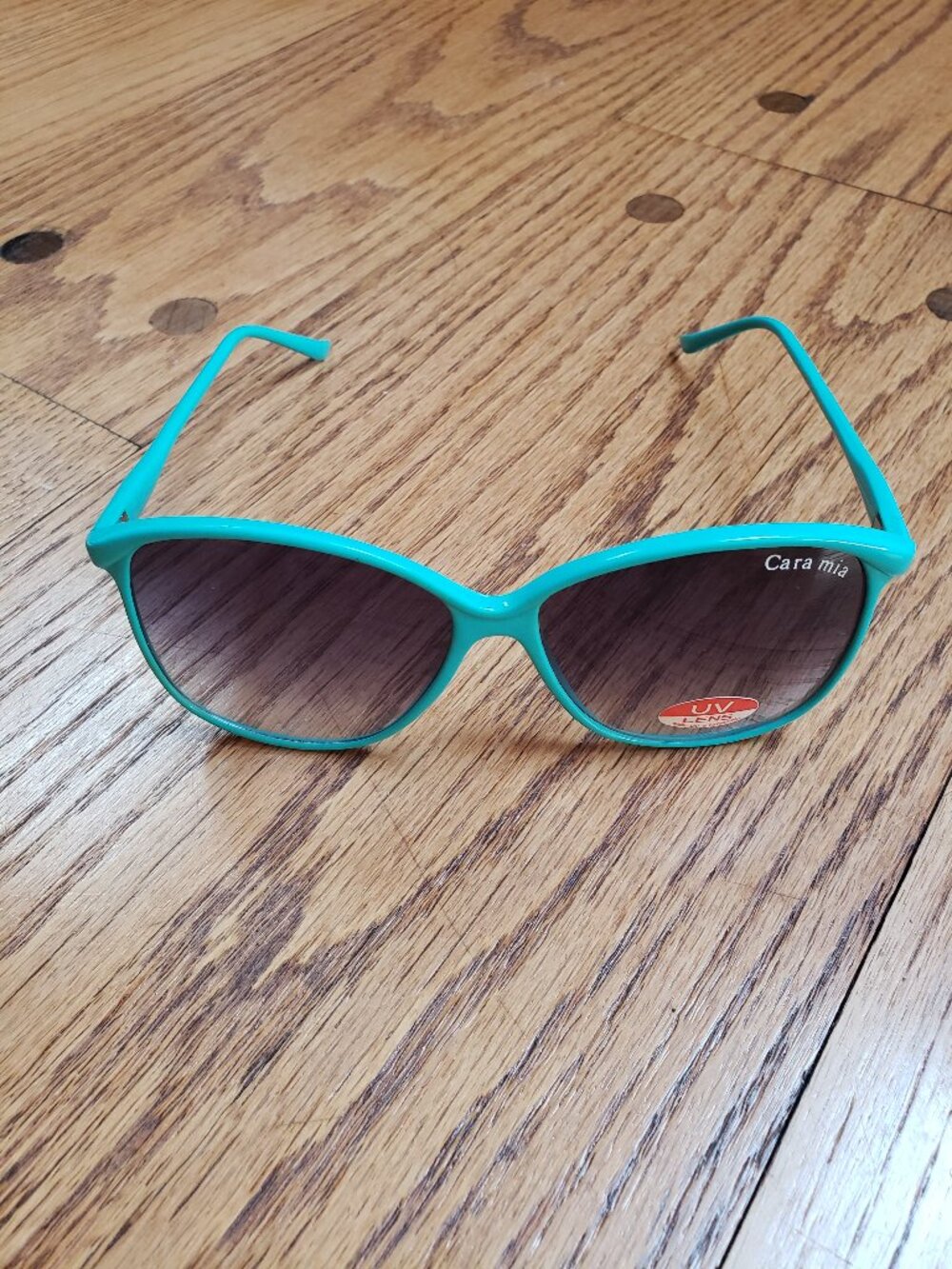 Vintage Cara Mia Sunglasses OS Teal Turquoise Plastic Gradient UV Lens